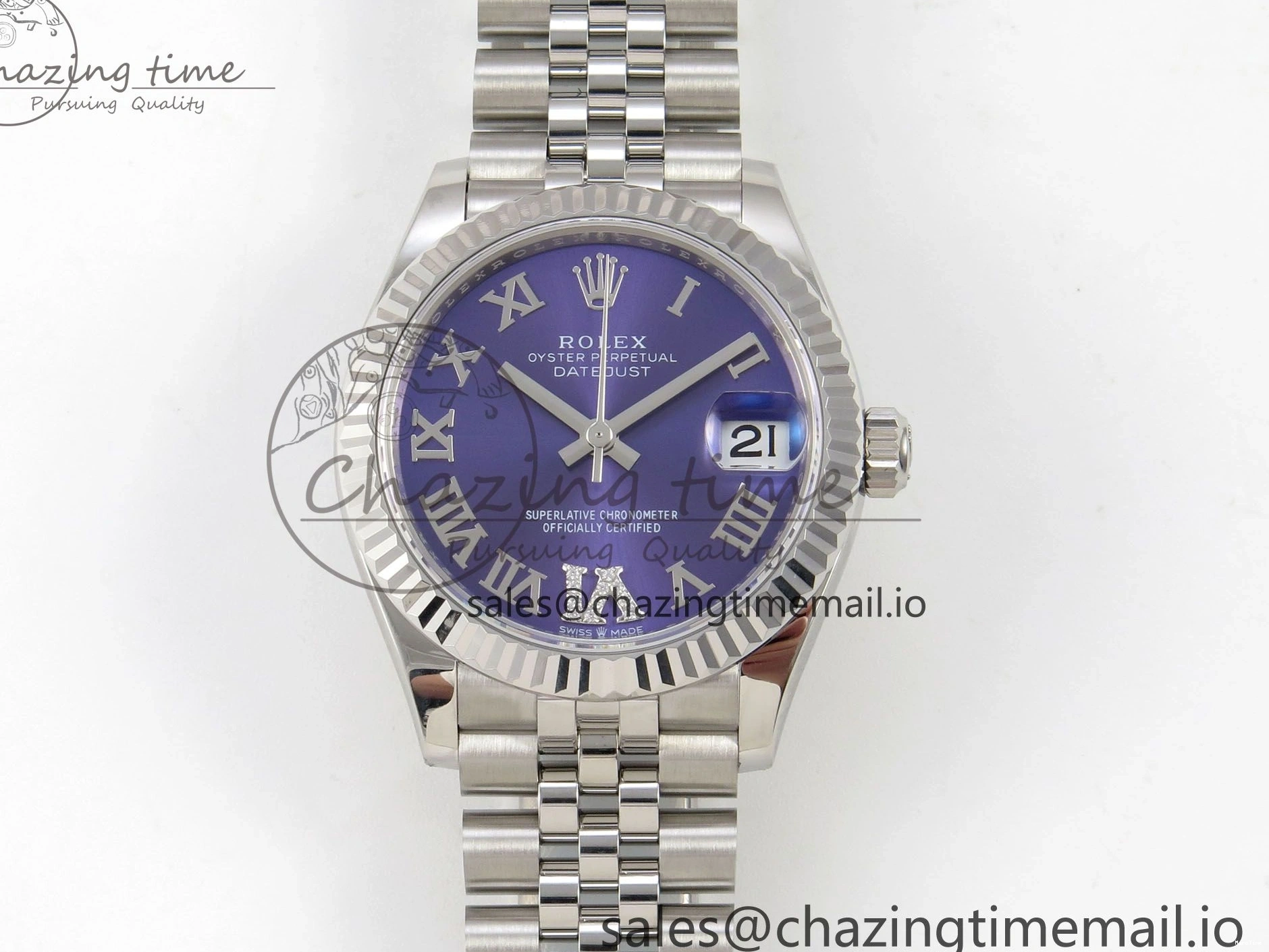 MiroTime 0114 DateJust 31 278274 THBF 1:1 Best Edition 904L Steel Purple Roman Dial on SS Jubilee Bracelet HZ Cal. Breathable 43